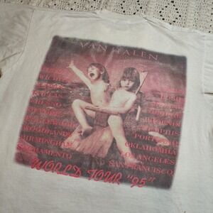 Vtg 1995 Van Halen‎ Balance World Tour Band T Shirt Adult XL Rare Cities Flawed